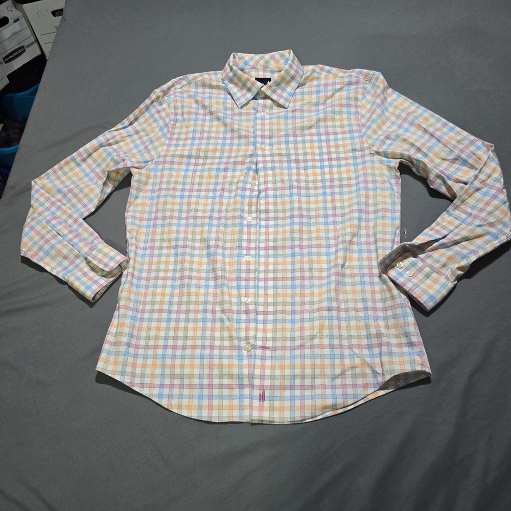 Johnnie-O Performance Shirt Mens Medium Multicolor Plaid Bamboo Blend Stretch